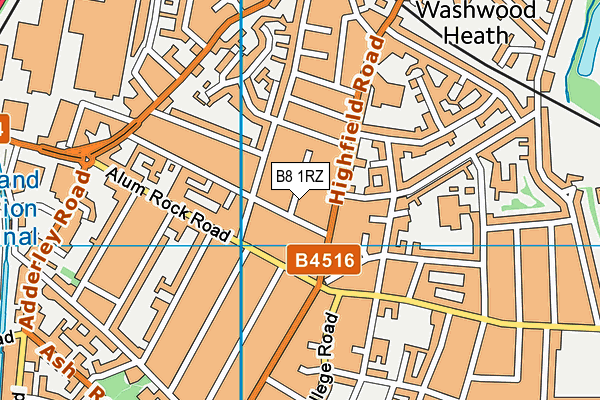 B8 1RZ map - OS VectorMap District (Ordnance Survey)