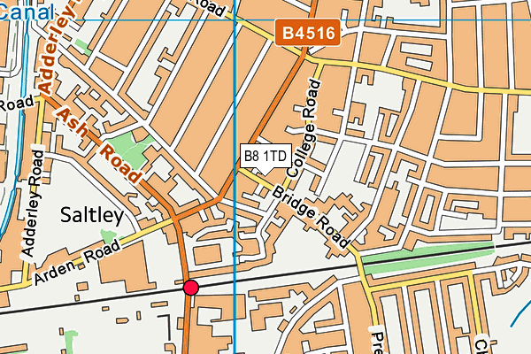 B8 1TD map - OS VectorMap District (Ordnance Survey)