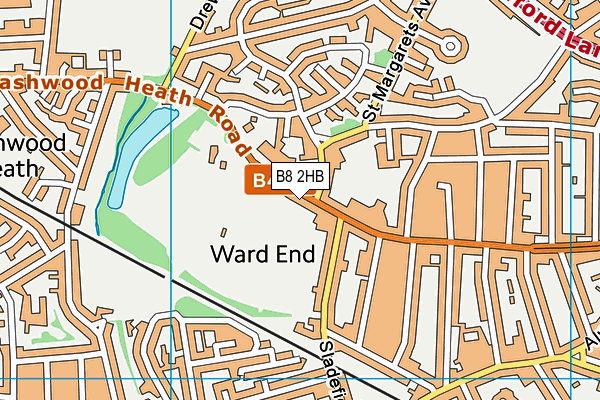 Ward End Park map (B8 2HB) - OS VectorMap District (Ordnance Survey)