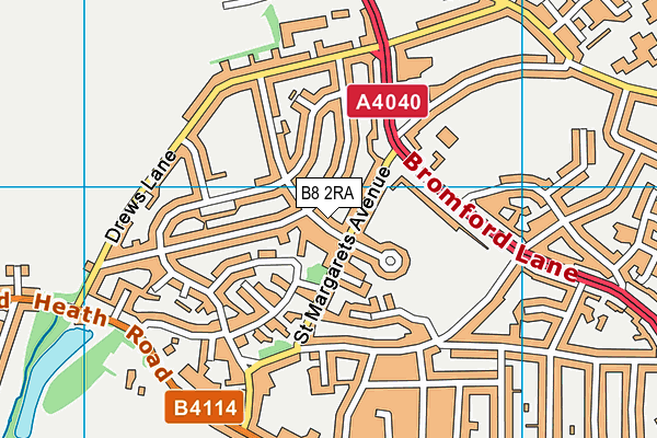 Ward End Primary School map (B8 2RA) - OS VectorMap District (Ordnance Survey)
