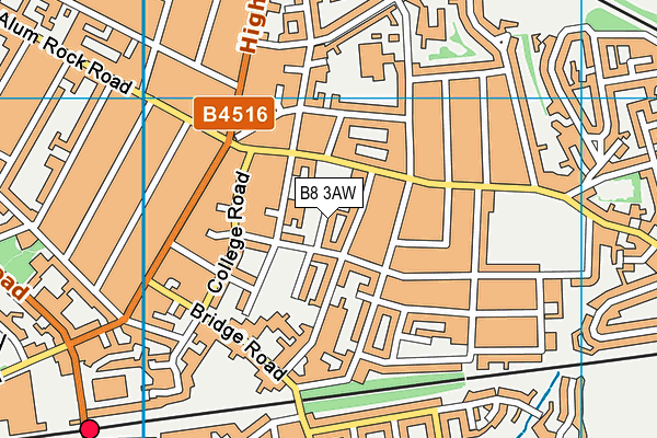 B8 3AW map - OS VectorMap District (Ordnance Survey)