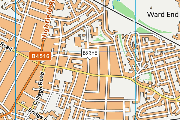 B8 3HE map - OS VectorMap District (Ordnance Survey)