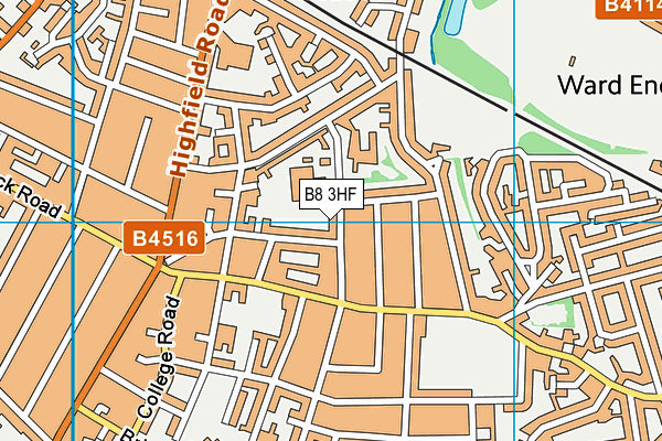 B8 3HF map - OS VectorMap District (Ordnance Survey)