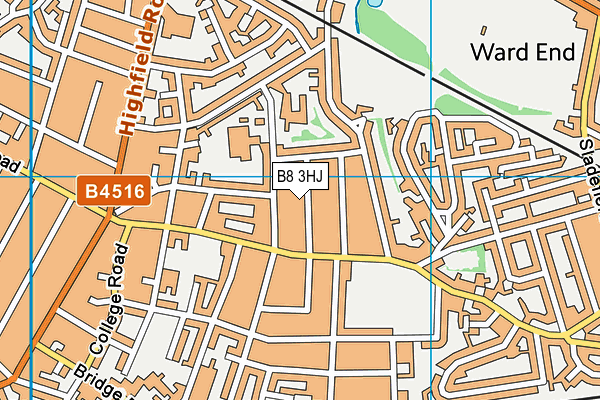 B8 3HJ map - OS VectorMap District (Ordnance Survey)