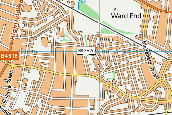 B8 3HW map - OS VectorMap District (Ordnance Survey)