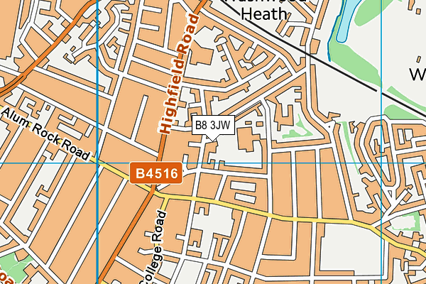 B8 3JW map - OS VectorMap District (Ordnance Survey)