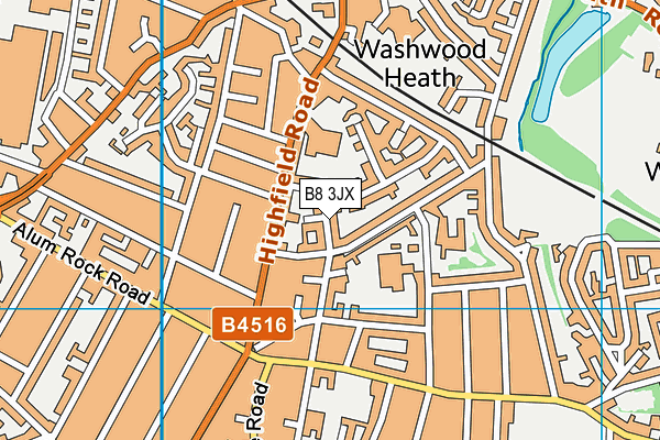 B8 3JX map - OS VectorMap District (Ordnance Survey)