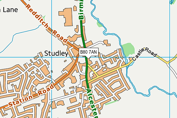 B80 7AN map - OS VectorMap District (Ordnance Survey)