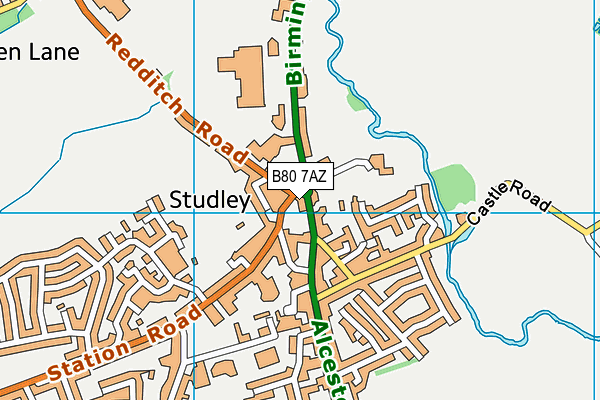 B80 7AZ map - OS VectorMap District (Ordnance Survey)