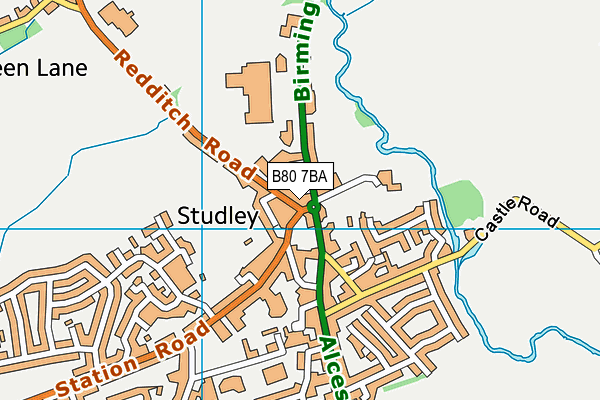 B80 7BA map - OS VectorMap District (Ordnance Survey)