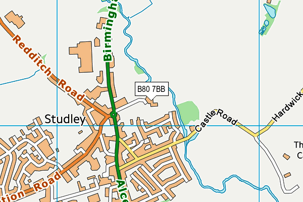 B80 7BB map - OS VectorMap District (Ordnance Survey)