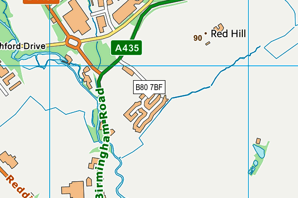 Studley Sports Centre map (B80 7BF) - OS VectorMap District (Ordnance Survey)
