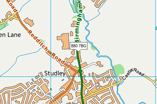 Studley Cricket Club map (B80 7BG) - OS VectorMap District (Ordnance Survey)