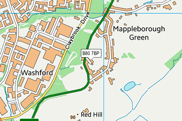 B80 7BP map - OS VectorMap District (Ordnance Survey)