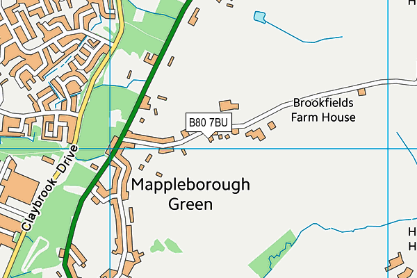 B80 7BU map - OS VectorMap District (Ordnance Survey)