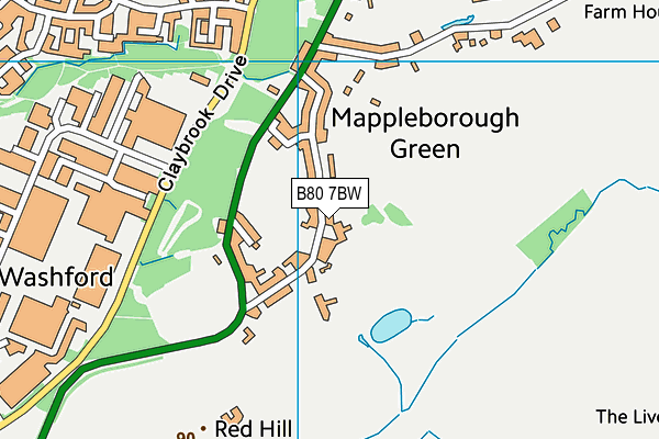 B80 7BW map - OS VectorMap District (Ordnance Survey)