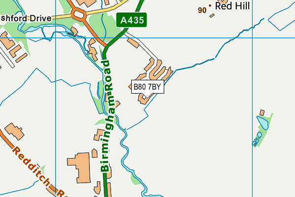 B80 7BY map - OS VectorMap District (Ordnance Survey)