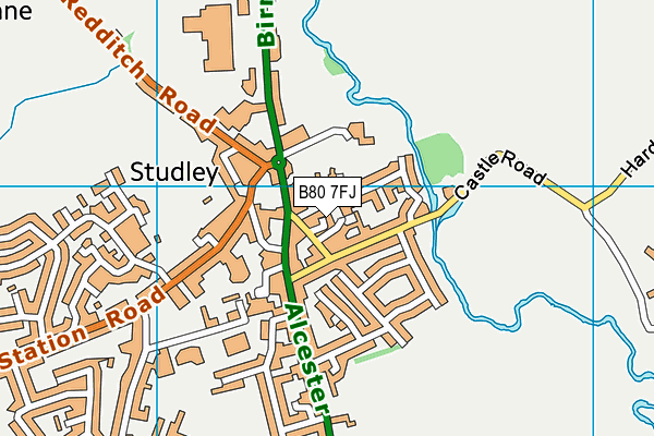 B80 7FJ map - OS VectorMap District (Ordnance Survey)