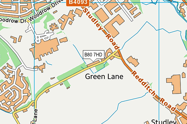 B80 7HD map - OS VectorMap District (Ordnance Survey)