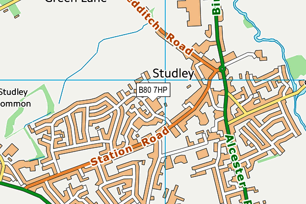 Studley Sports And Social Club map (B80 7HP) - OS VectorMap District (Ordnance Survey)