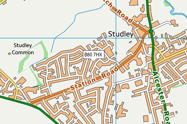 B80 7HX map - OS VectorMap District (Ordnance Survey)