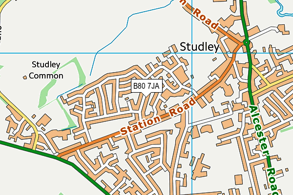 B80 7JA map - OS VectorMap District (Ordnance Survey)