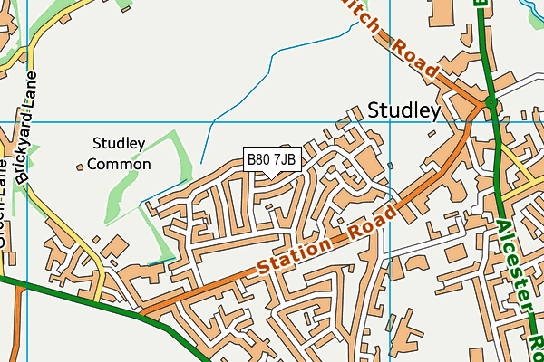 B80 7JB map - OS VectorMap District (Ordnance Survey)