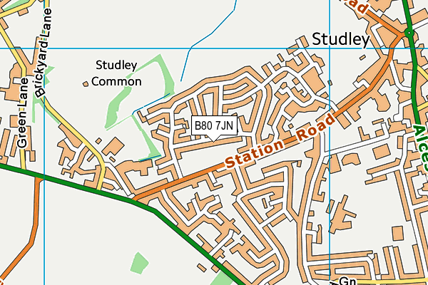 B80 7JN map - OS VectorMap District (Ordnance Survey)