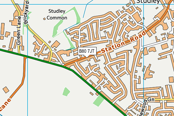 B80 7JT map - OS VectorMap District (Ordnance Survey)