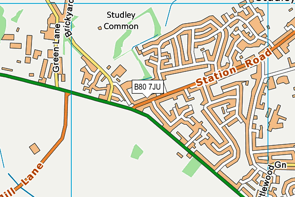 B80 7JU map - OS VectorMap District (Ordnance Survey)