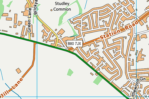 B80 7JX map - OS VectorMap District (Ordnance Survey)