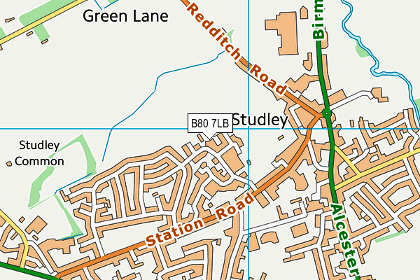 B80 7LB map - OS VectorMap District (Ordnance Survey)