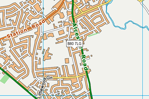 B80 7LG map - OS VectorMap District (Ordnance Survey)