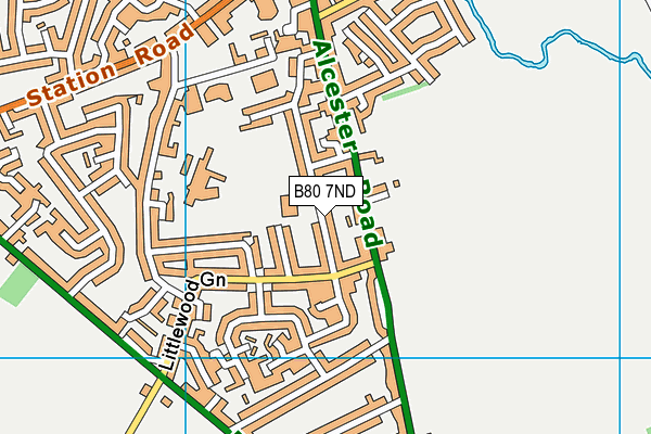 B80 7ND map - OS VectorMap District (Ordnance Survey)