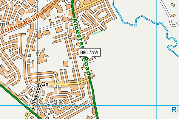 B80 7NW map - OS VectorMap District (Ordnance Survey)
