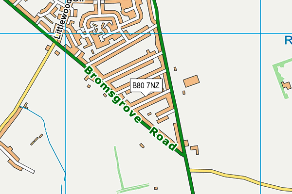 B80 7NZ map - OS VectorMap District (Ordnance Survey)