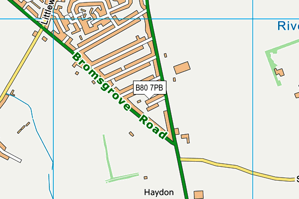 B80 7PB map - OS VectorMap District (Ordnance Survey)