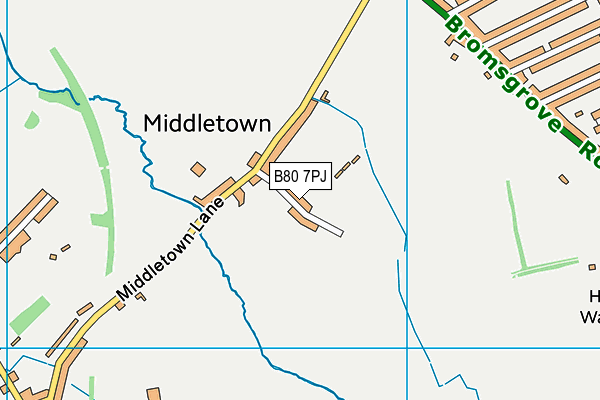 B80 7PJ map - OS VectorMap District (Ordnance Survey)