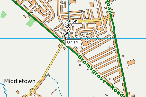 B80 7PL map - OS VectorMap District (Ordnance Survey)