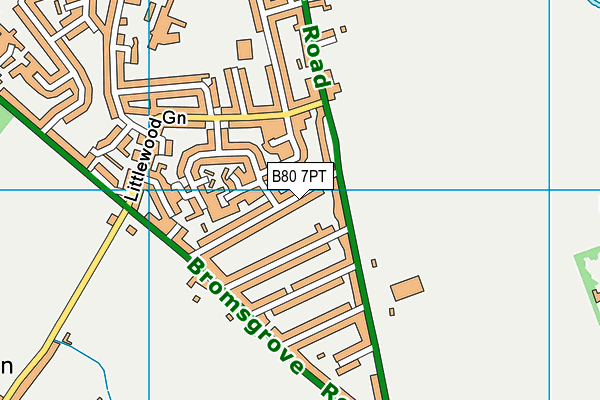 B80 7PT map - OS VectorMap District (Ordnance Survey)