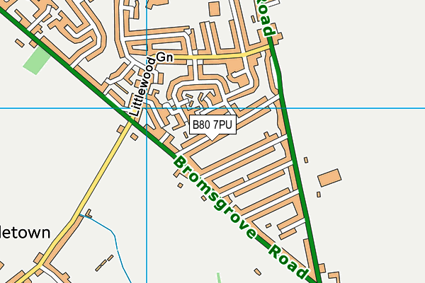 B80 7PU map - OS VectorMap District (Ordnance Survey)