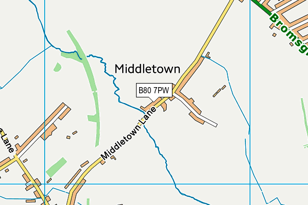 B80 7PW map - OS VectorMap District (Ordnance Survey)