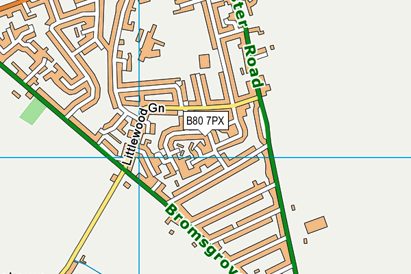 B80 7PX map - OS VectorMap District (Ordnance Survey)