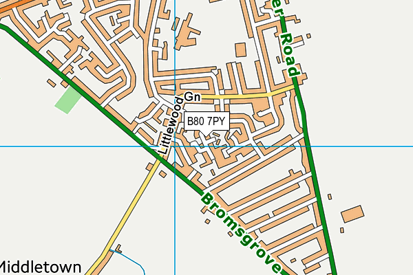 B80 7PY map - OS VectorMap District (Ordnance Survey)