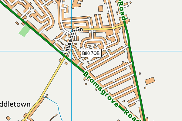 B80 7QB map - OS VectorMap District (Ordnance Survey)
