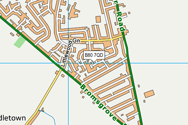 B80 7QD map - OS VectorMap District (Ordnance Survey)