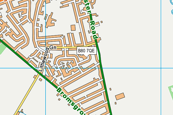 B80 7QE map - OS VectorMap District (Ordnance Survey)