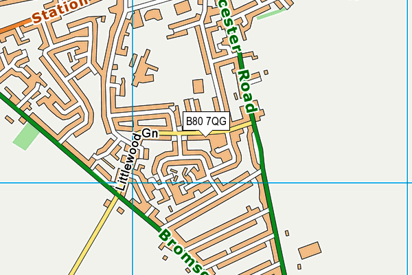 B80 7QG map - OS VectorMap District (Ordnance Survey)