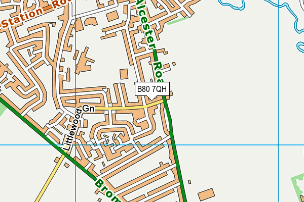 B80 7QH map - OS VectorMap District (Ordnance Survey)