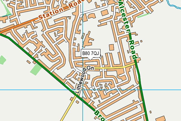 B80 7QJ map - OS VectorMap District (Ordnance Survey)